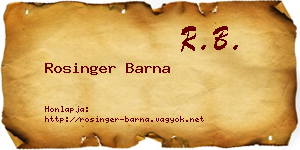 Rosinger Barna névjegykártya